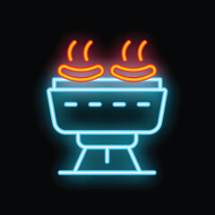 Neon sign for a barbecue grill cooking sausages, perfect for restaurants and food businesses