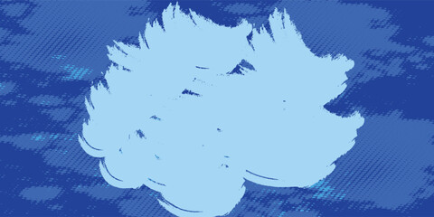 Grunge grainy blue brush stroke with spray texture. Hand drawn distress damaged vintage banner with zigzag bold line. Rough thick brush stroke texture. Spray paint effect vector background.