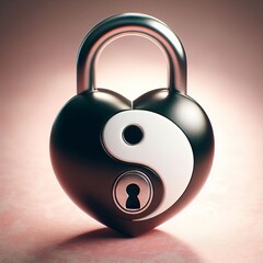 Yin yang heart lock A heart shaped lock with a yin yang keyhole