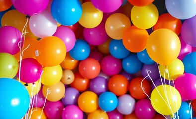 Photo zone for children's birthday decorated with bright multi-colored balloons balloon background balloon background party holiday celebration decoration