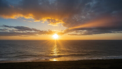 sunburst effect over the horizon