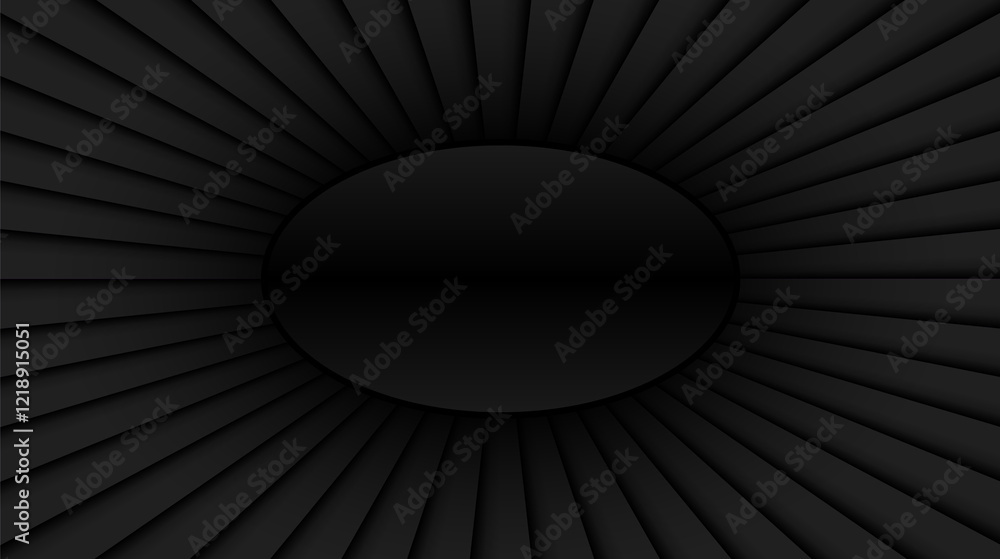 Leinwandbilder Abstract black background with 3d burst lines pattern, symmetrical minimal striped vector background for business presentation.