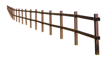 grey wooden fence isolated on transparent background.