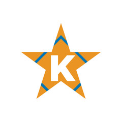 Lette K logo concept. K logo inside star symbol in yellow. good for corporate identity.