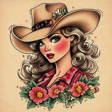 PIN-UP  オリジナルイラスト Cowgirl Pinup」の写真素材 | 1,294件の無料イラスト画像