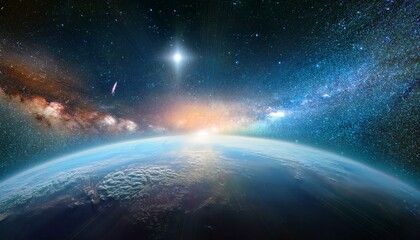 Fototapeta premium 無数の星が輝く宇宙と銀河の背景のイラスト素材。AIで生成