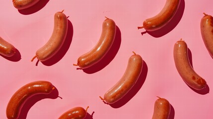 Automated systems producing sausages in a meat production facility.