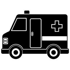 Ambulance Icon Silhouette Vector Art  Emergency Medical Service Symbol