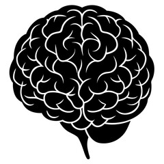 Human Brain Silhouette Vector Art Detailed Design for Science and Education Themes