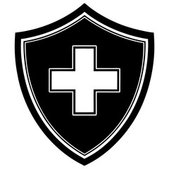 Health Shield Silhouette Vector Art Protective Symbol for Wellness and Safety