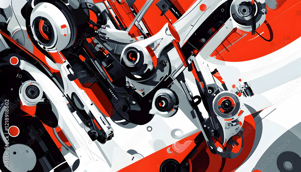 Poster robotic arms in an automated assembly process, efficiently working on manufacturing production lines