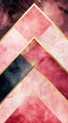 Abstract pink, red, and black marble texture with gold accents.