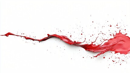 Red paint splash, dynamic flow, white background, design element