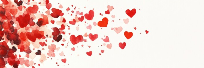 Colorful red hearts on white background for romantic and valentine-themed designs