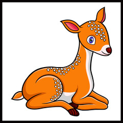 Cute deer sitting on white background