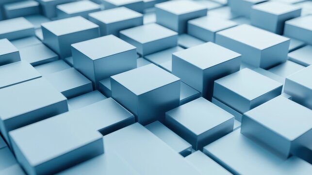 Fototapeta Geometric abstract blue 3d cubes in repetitive pattern