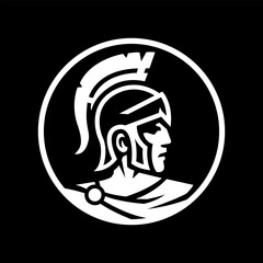 Spartan warrior logo, emblem on a dark background.