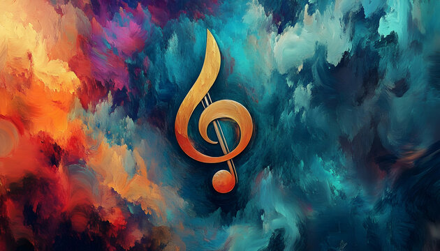 Visual representation of music's impact, combining elements of sound, color, and rhythm for a creative expression  -