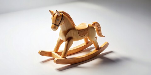 Drone Photo Wooden Rocking Horse White Background