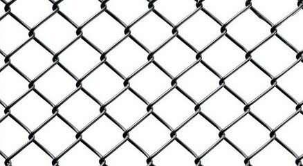 Fototapeta premium Close-Up of Chain Link Fence on White Background