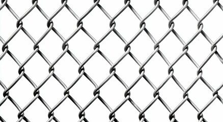 Naklejka premium Close-Up of Chain Link Fence on White Background