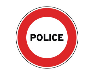 Traffic Sign Indicating Mandatory Stop for Police Checks on Public Roads, High-Quality Vectorial Stock Image