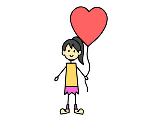 Woman Holding Heart Balloon Valentine Day