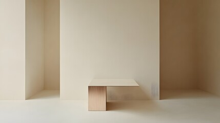 Fototapeta premium Minimalist Beige Room Modern Table Design Interior
