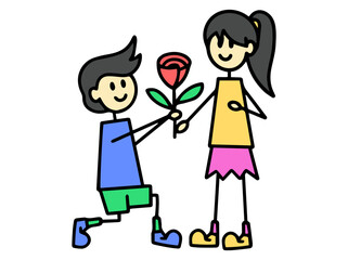 Man Giving Woman Rose Valentine Day
