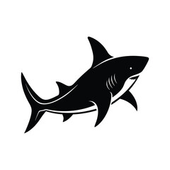 shark silhouette isolated on white background.