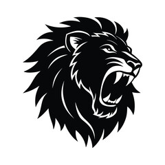 lion head silhouette isolated on white background