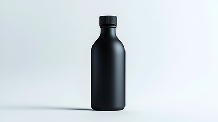 Sleek black bottle against a clean white background. Perfect for product mockups or minimalist designs.