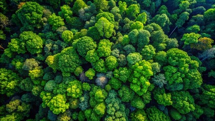 Naklejka premium Drone Shot Green Plants Lush Canopy Aerial View Nature Photography