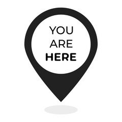 We're here location symbol set. Pin map location icons. Vector illustration