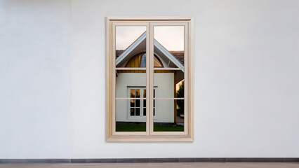 Obraz premium Glass window frame house interior on white wall
