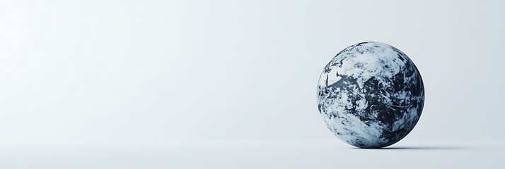 A solitary sphere with a textured surface rests on a plain background, evoking a sense of minimalism and abstract art.