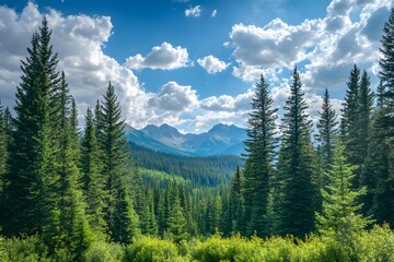 Fototapeta premium mountain landscape with trees, Generative AI 