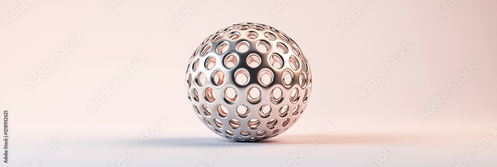 Poster a detailed spherical object featuring numerous circular patterns, showcasing a modern design, with a