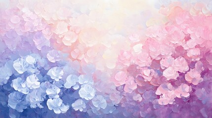 Fototapeta premium Abstract Pastel Flower Painting, Pink and Purple Floral Art, Soft Hues, Textured Impasto Style
