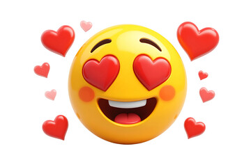 The smiling emoji with heart eyes and love emoji on a Transparent background.