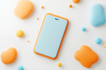 Playful Smartphone Mockup with Abstract Shapes