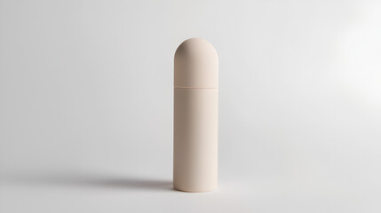 Neutral-toned cylindrical container with a rounded dome-shaped lid, standing on a white background. Perfect for product display or packaging design.