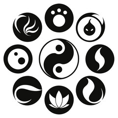 Collection of Yin and Yang Symbols in Various Styles