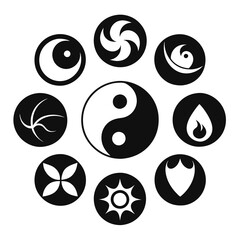 Collection of Yin and Yang Symbols in Various Styles