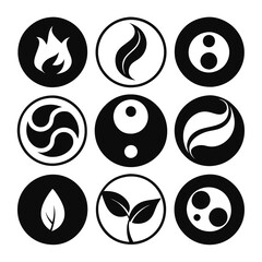 Collection of Yin and Yang Symbols in Various Styles