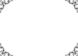 Elements of ornate vintage frames. Black on white classic calligraphy swirls, floral motifs. Design print for greeting cards, wedding invitations, restaurant menu, royal certificates. 