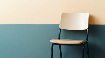 Minimalist Chair Against a Two-Tone Wall