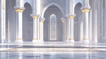 Obraz premium Luxurious Marble Palace Interior with Golden Accents