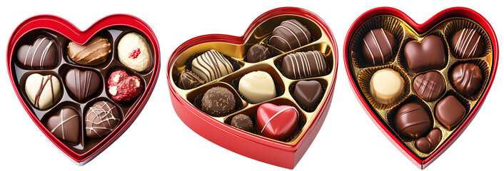 Heart-shaped Red Chocolate Box Without Background