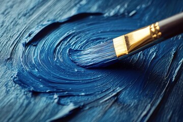 Fototapeta premium Painting blue swirls artistic brush techniques studio art creation creative environment close-up abstract concepts